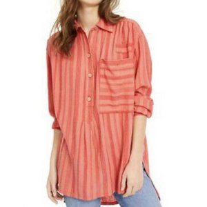 LIKE NEW Free People Summer Breeze Button Tunic Coral Combo